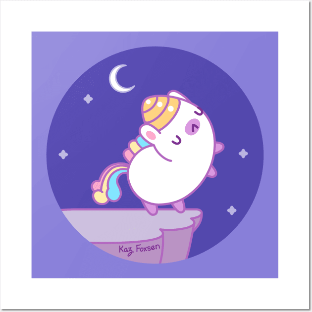 Kawaii Fat Unicorn Wall Art by Kaz_Foxsen